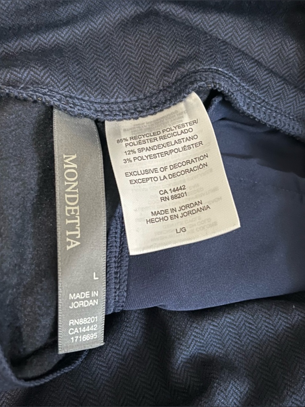 MONDETTA BUNDLE NEW 2 Jacquard knit Navy blue and Brown Leggings Size L - Picture 7 of 7